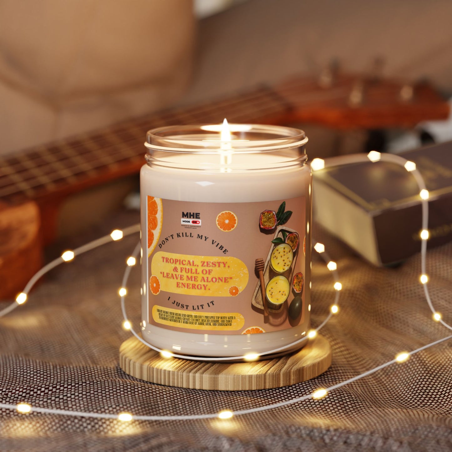 Tropical Scented Soy Candle - "Don't Kill My Vibe" | Relaxation, Aromatherapy, Home Décor, Gift for Her, 9oz Candle