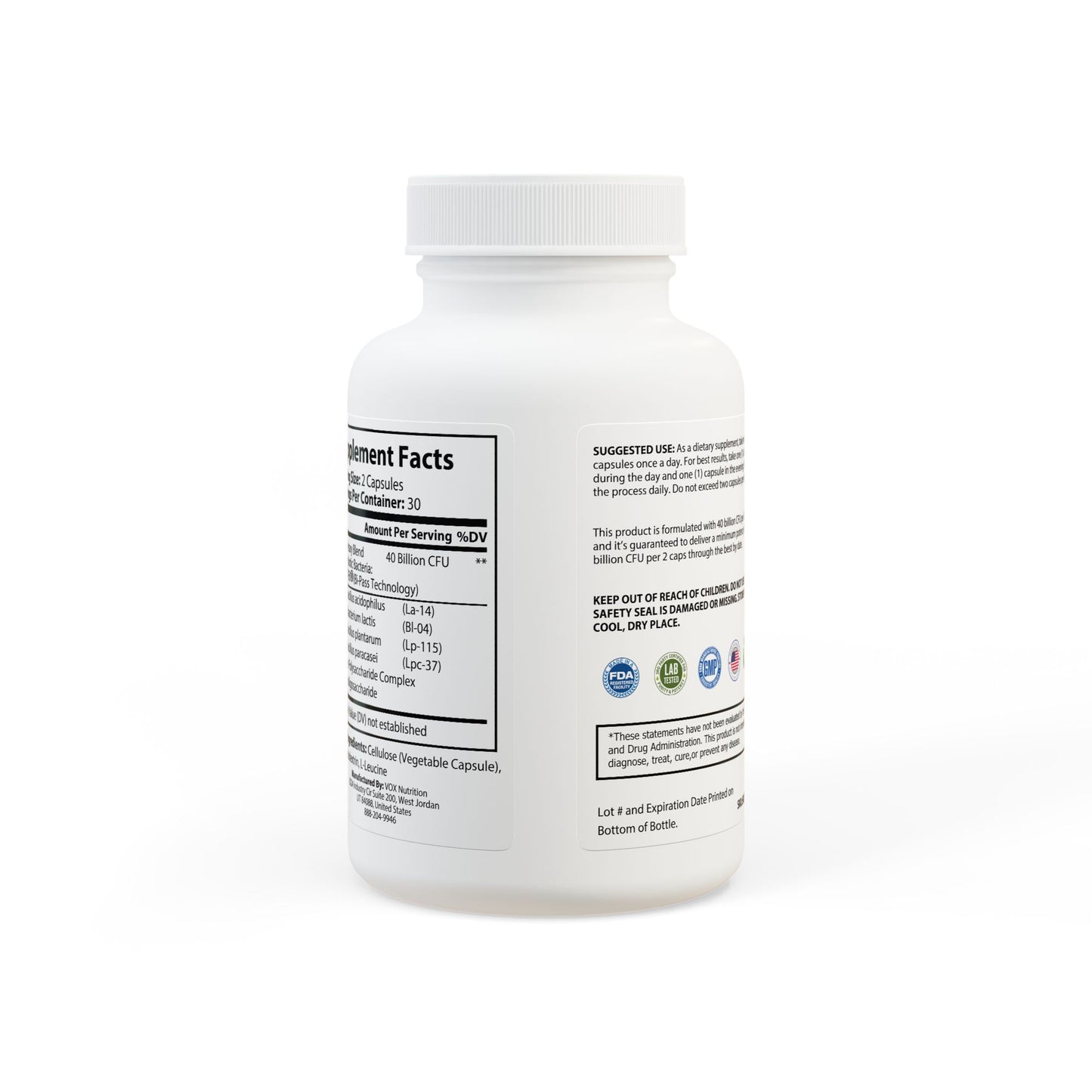 "Gut Feelings Don't Lie" -Probiotics Supplement (60 Capsules)