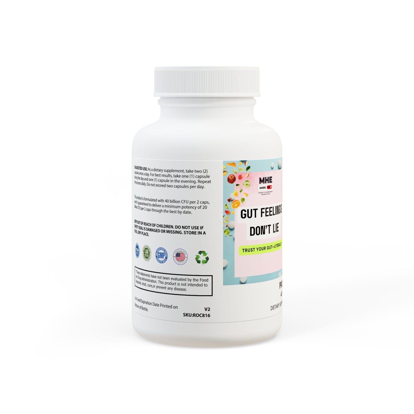 "Gut Feelings Don't Lie" -Probiotics Supplement (60 Capsules)