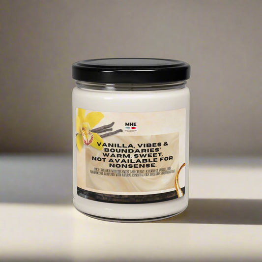 Warm Vanilla & Boundaries Scented Candle | Relaxing Home Decor, Self-Care Gift, Aromatherapy, Birthday, Housewarming, Stress Relief